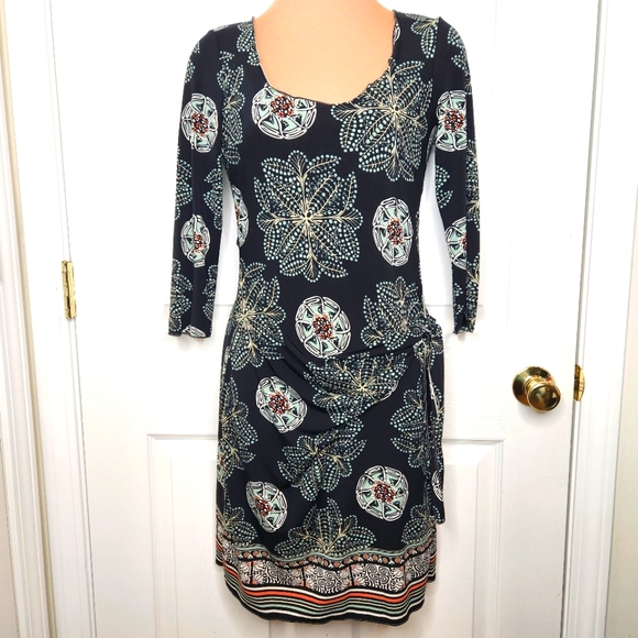 Max Studio Faux Wrap Dress Black Boho Sheath Size XS - Picture 1 of 7